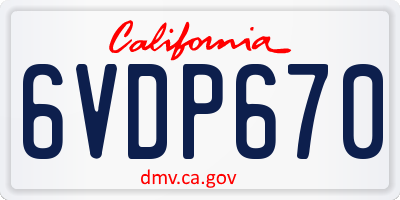 CA license plate 6VDP670