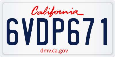 CA license plate 6VDP671