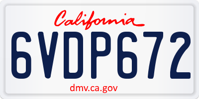 CA license plate 6VDP672