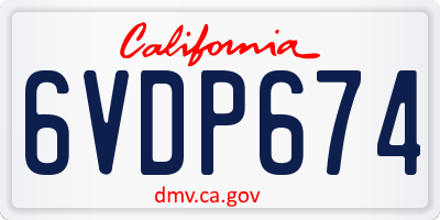 CA license plate 6VDP674