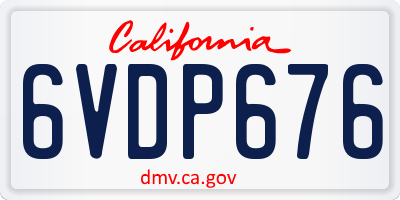 CA license plate 6VDP676