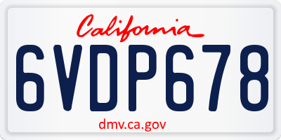 CA license plate 6VDP678