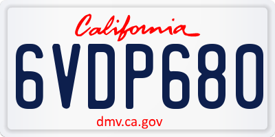 CA license plate 6VDP680