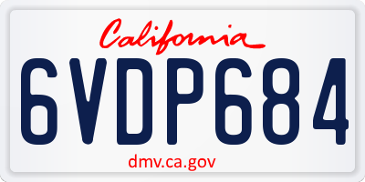 CA license plate 6VDP684