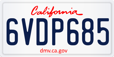 CA license plate 6VDP685