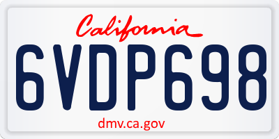 CA license plate 6VDP698