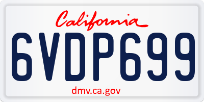 CA license plate 6VDP699