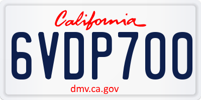 CA license plate 6VDP700