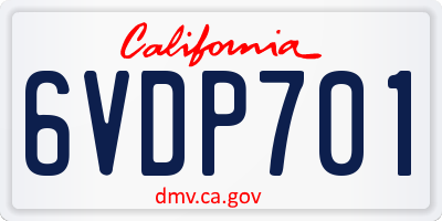 CA license plate 6VDP701