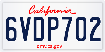 CA license plate 6VDP702