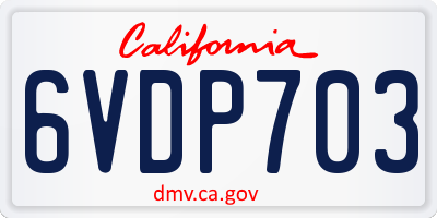 CA license plate 6VDP703