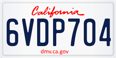 CA license plate 6VDP704