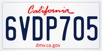 CA license plate 6VDP705