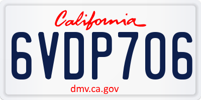 CA license plate 6VDP706