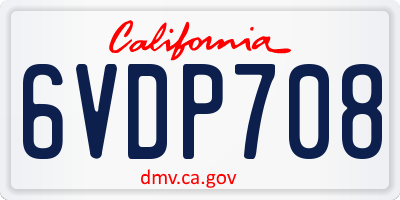 CA license plate 6VDP708