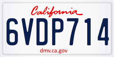 CA license plate 6VDP714