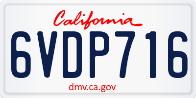 CA license plate 6VDP716