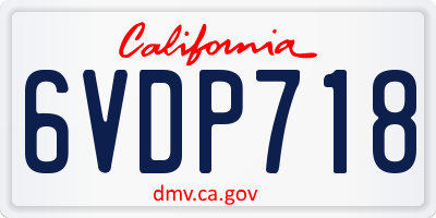 CA license plate 6VDP718