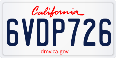 CA license plate 6VDP726