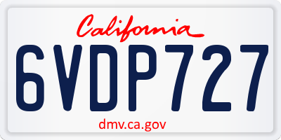 CA license plate 6VDP727