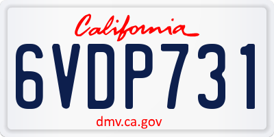 CA license plate 6VDP731