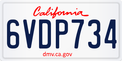 CA license plate 6VDP734