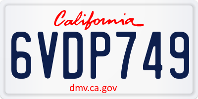 CA license plate 6VDP749