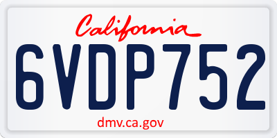 CA license plate 6VDP752