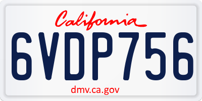 CA license plate 6VDP756