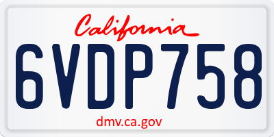 CA license plate 6VDP758