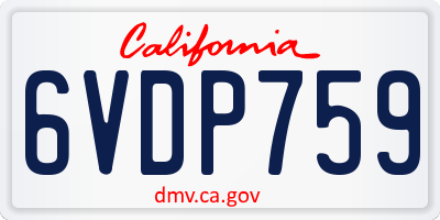 CA license plate 6VDP759