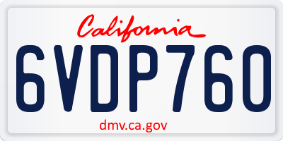 CA license plate 6VDP760