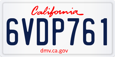 CA license plate 6VDP761