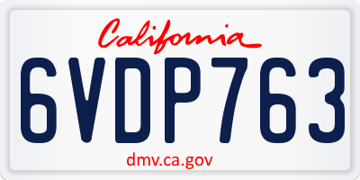CA license plate 6VDP763
