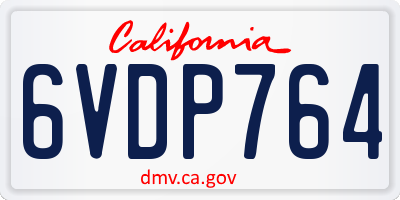 CA license plate 6VDP764