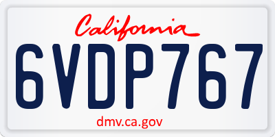CA license plate 6VDP767