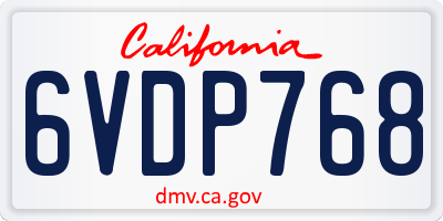 CA license plate 6VDP768