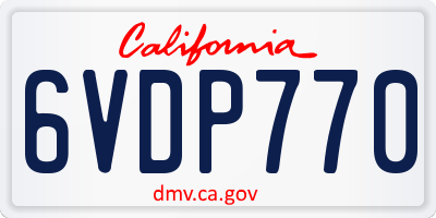 CA license plate 6VDP770