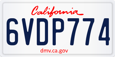 CA license plate 6VDP774