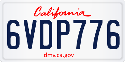 CA license plate 6VDP776