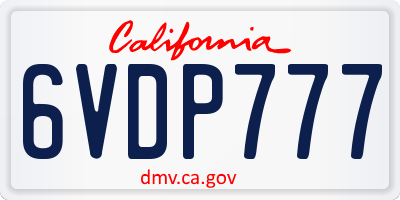CA license plate 6VDP777