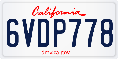 CA license plate 6VDP778