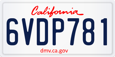 CA license plate 6VDP781