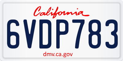 CA license plate 6VDP783