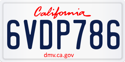 CA license plate 6VDP786
