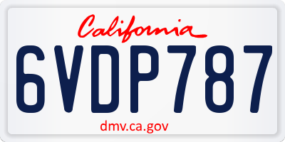 CA license plate 6VDP787