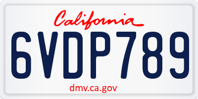 CA license plate 6VDP789