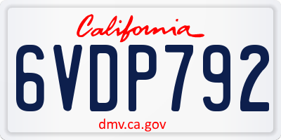 CA license plate 6VDP792