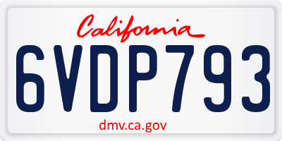 CA license plate 6VDP793