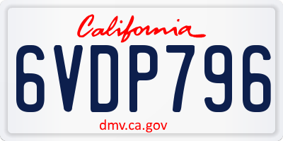 CA license plate 6VDP796